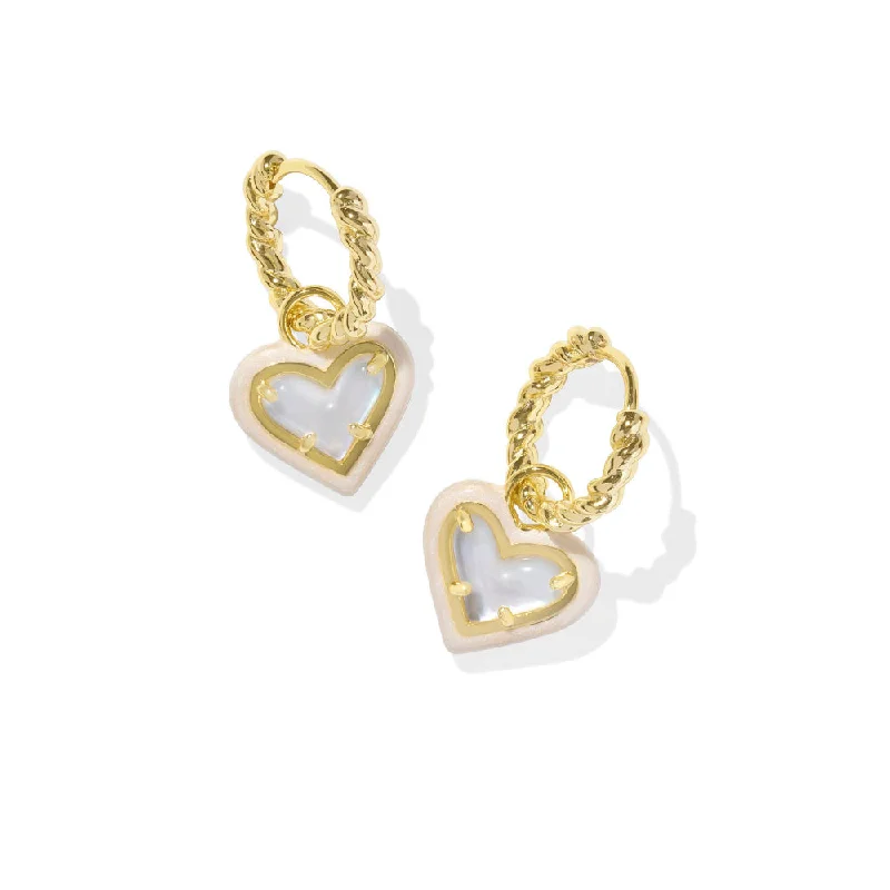 Wanderer feather earrings-Kendra Scott Ari Heart Enamel Frame Huggie Earrings