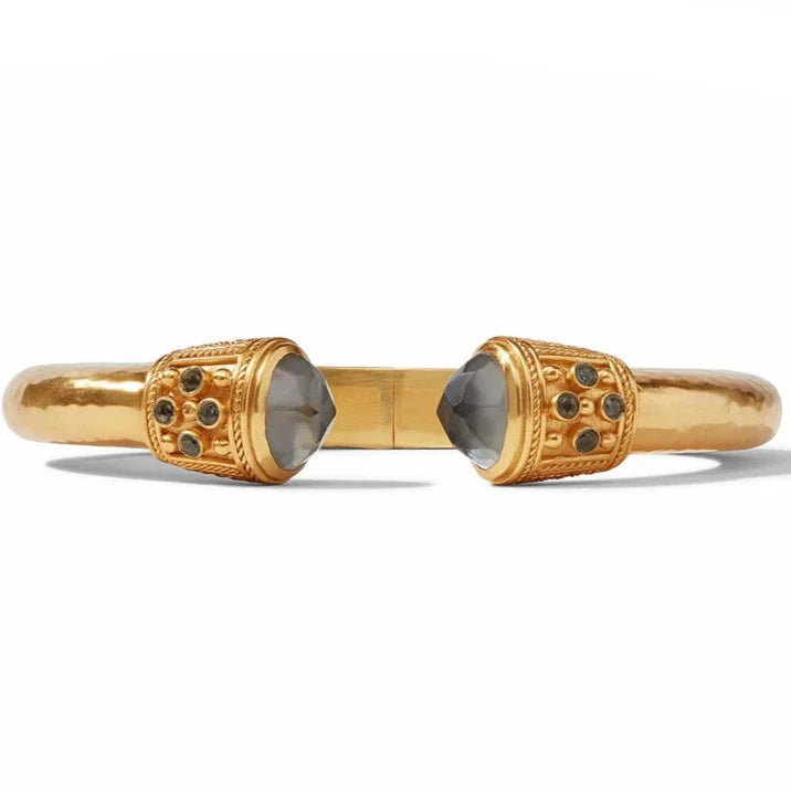 Tide shape bangles-Julie Vos 24K Gold Plated Paris Luxe Demi Cuff Bracelet with Iridescent Charcoal Blue