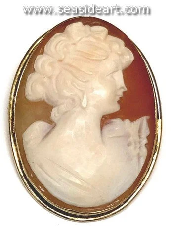 Fluid art brooch-Vintage Lady's Shell Cameo Brooch/Pendant-800 Silver