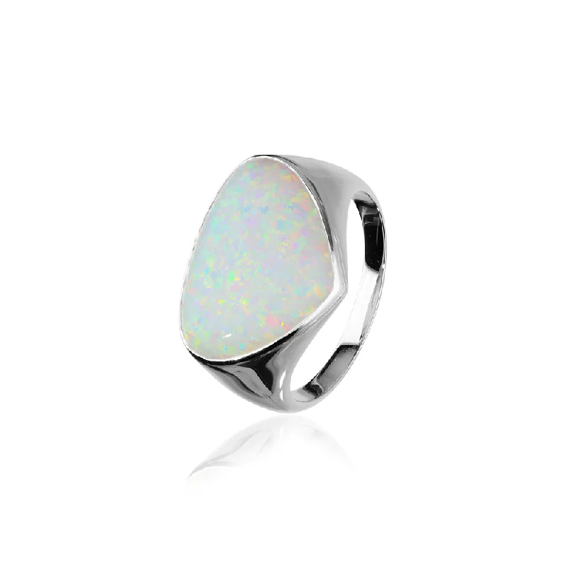 Light filigree rings-Sahara Sunset Silver Ring SR172 White Opal