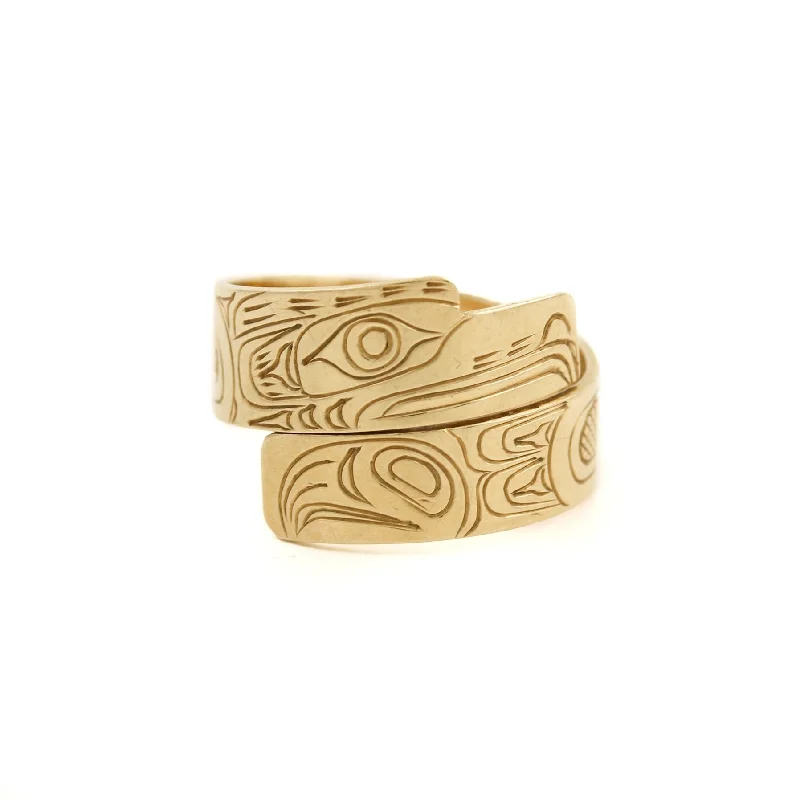 Topaz inlay rings-West Coast Motif Wrap Band x 14k Gold 8