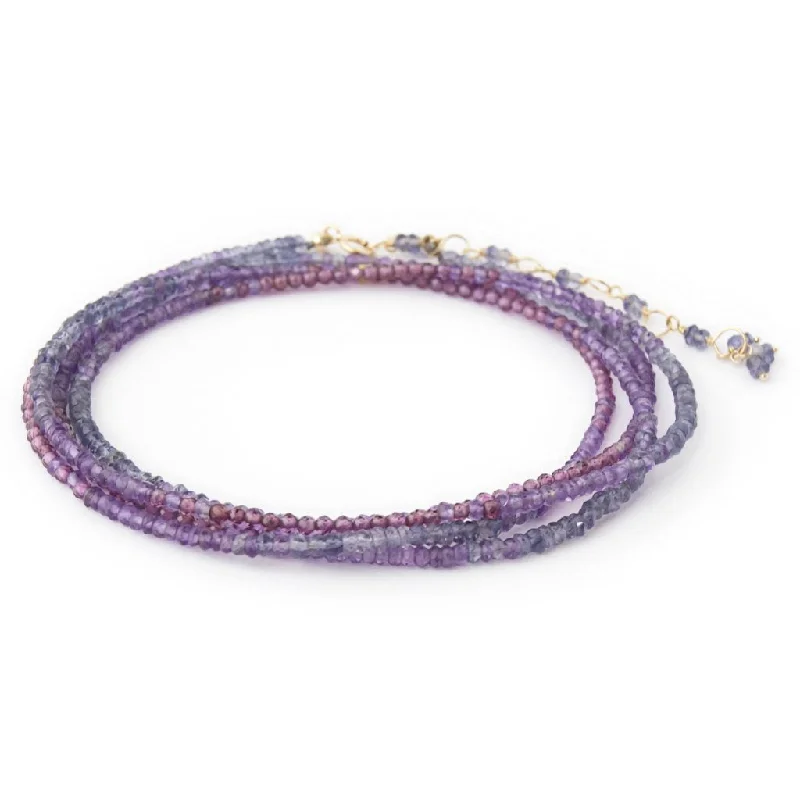 Citrine stone bangles-Iolite, Amethyst & Garnet Ombre Wrap Bracelet