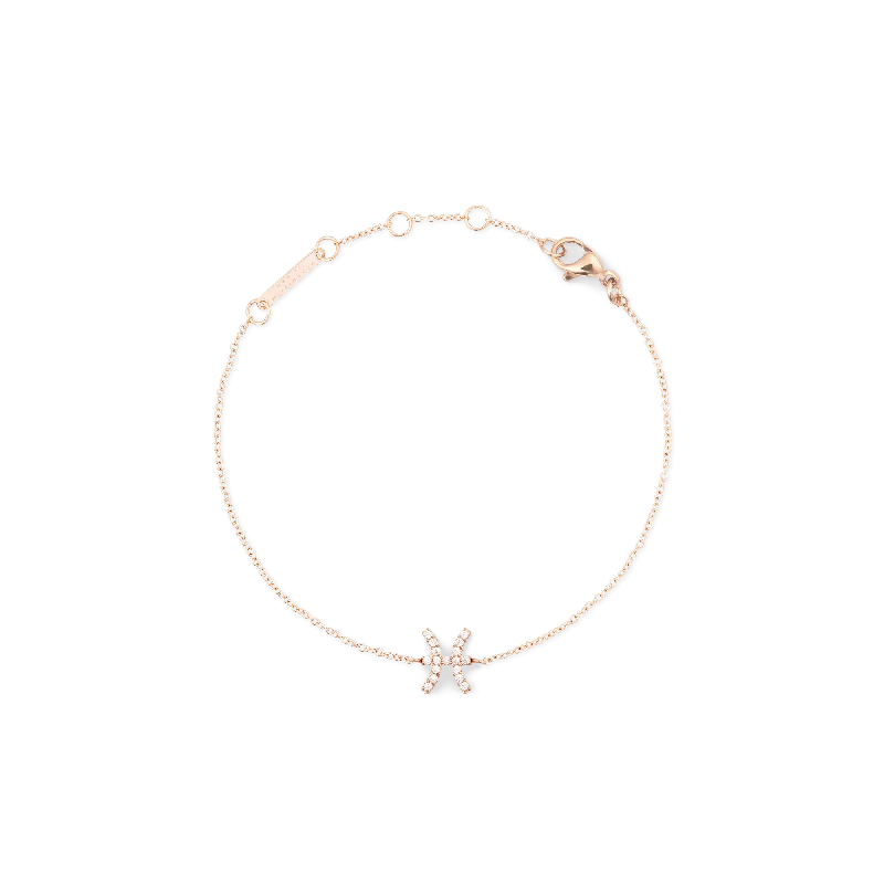 Dainty charm bangles-Crystal Zodiac Chain Bracelet Rose Gold