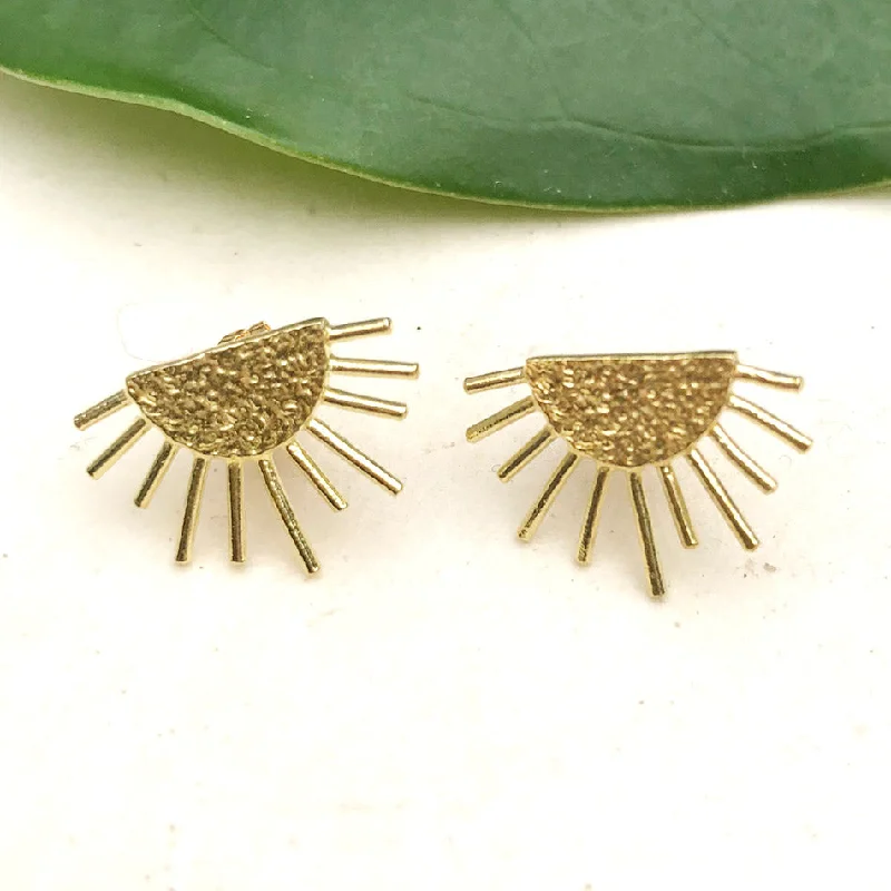 Solid ring earrings-Rays of Sunshine Studs, Guatemala