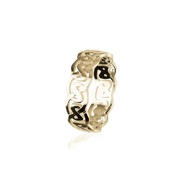 Quartz inlay rings-Celtic Gold Ring GR142