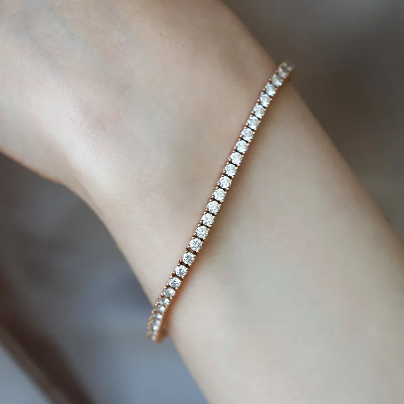 Heavy gem bangles-Diamond Tennis Bracelet 18K Rose Gold