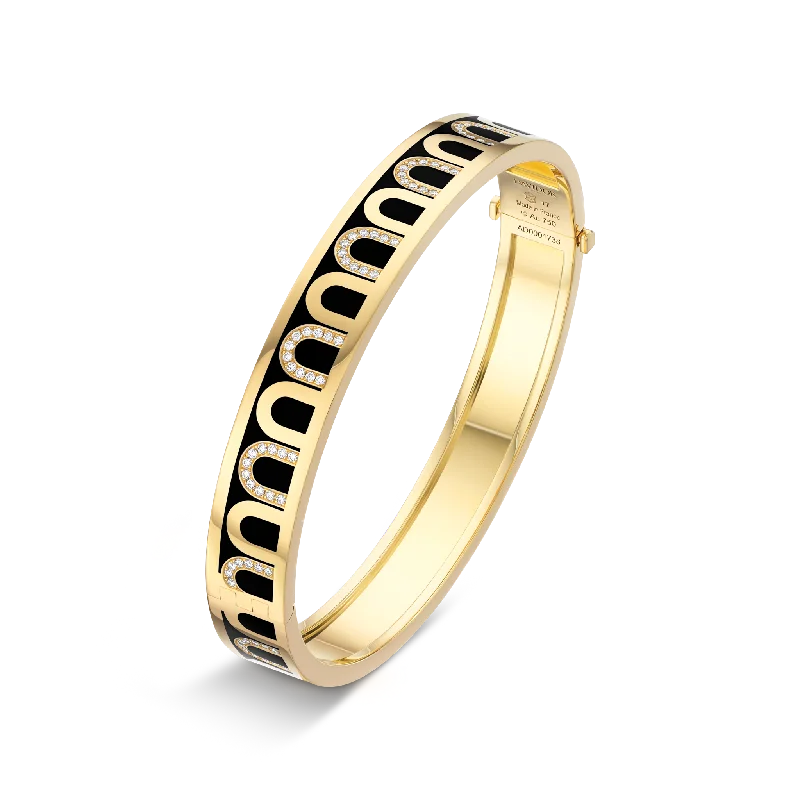 Daisy motif bangles-L'Arc de DAVIDOR Bangle MM, 18k Yellow Gold with Lacquered Ceramic and Colonnato Diamonds