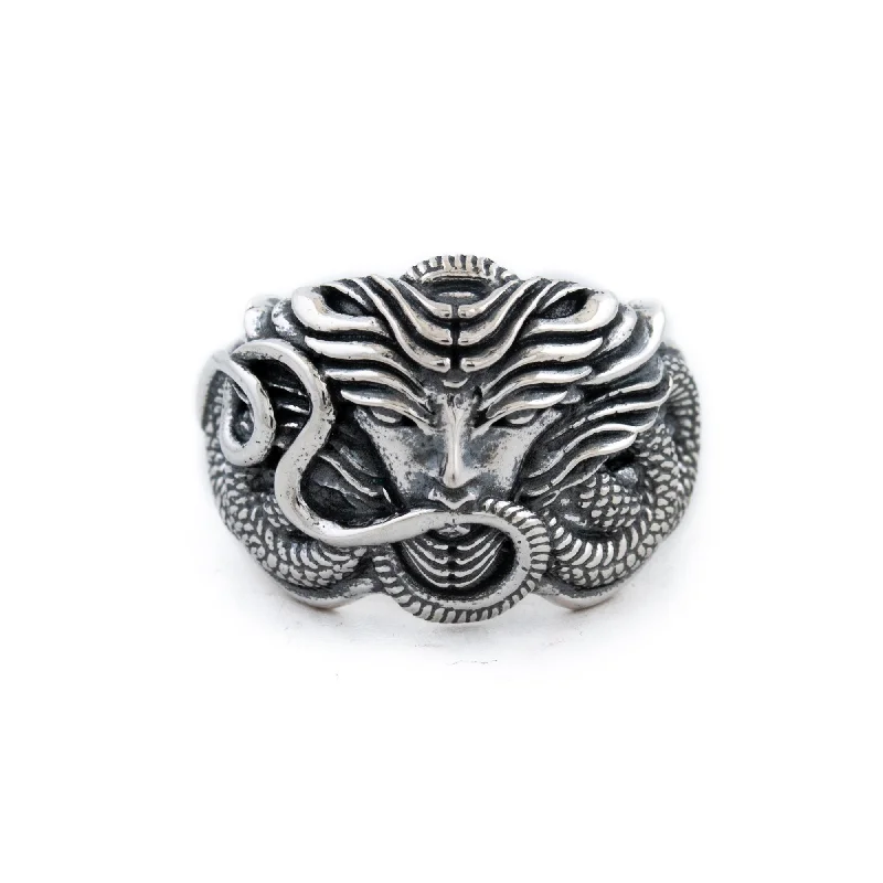 Polished stone rings-Serpent Queen "Medusa"