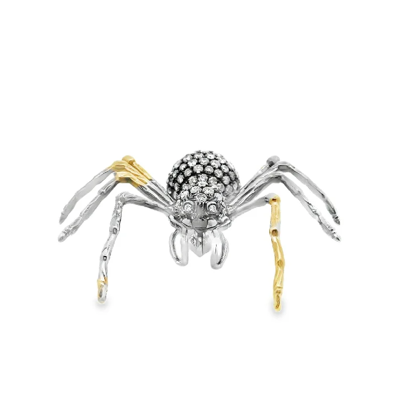 Cotton cord brooch-18K Gold Diamond Spider Brooch-Pendant