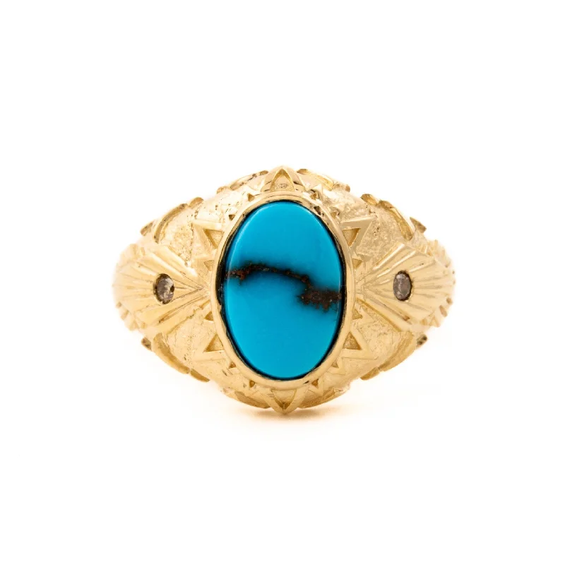 Multi-stone rings-Egyptian Turquoise "Arael" Ring in 14K