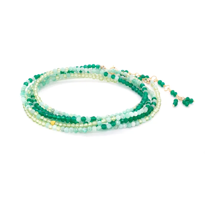 Citrine stone bangles-Green Onyx, Emerald & Peridot 'Mint' Ombre Wrap Bracelet