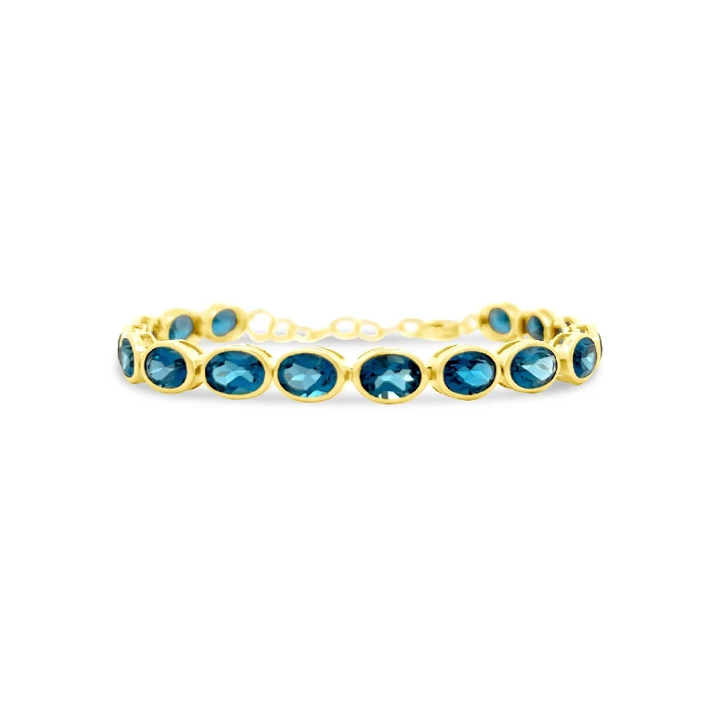 Elastic cord bangles-Bezel Set Oval Gemstone Tennis Bracelet