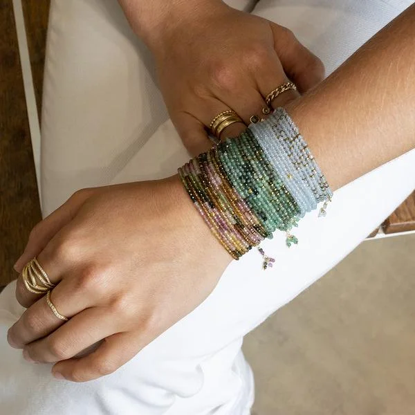 Curved gem bangles-Sakoda Emerald Wrap Bracelet