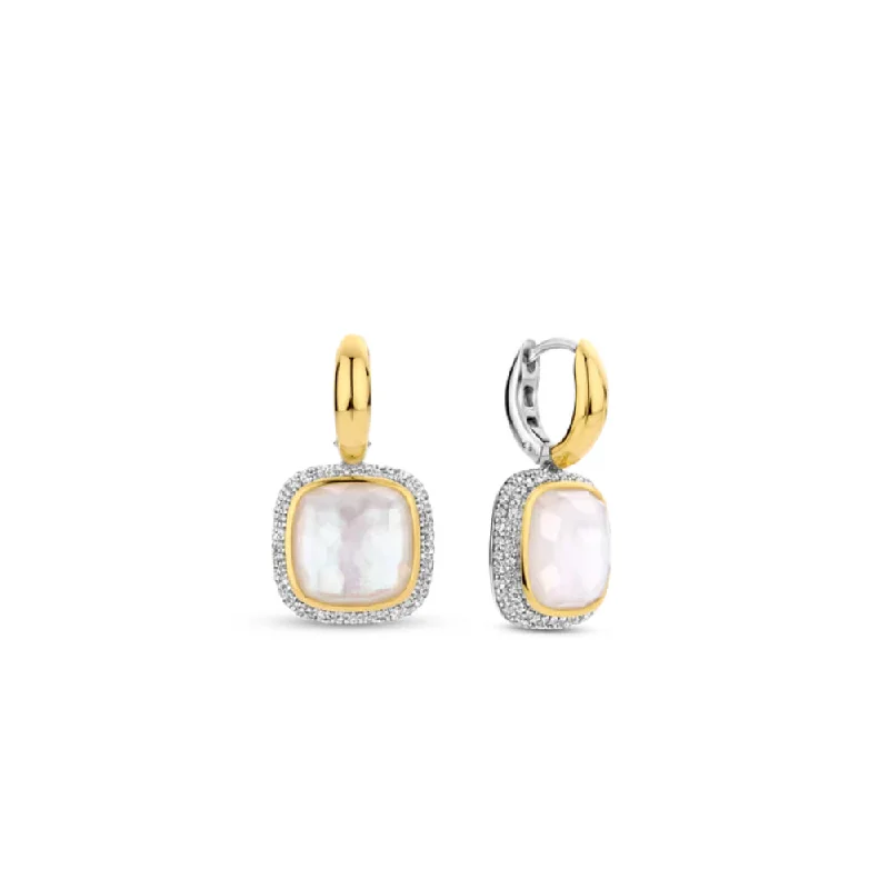 Curved gem earrings-Ti Sento Mother of Pearl Drop Earrings