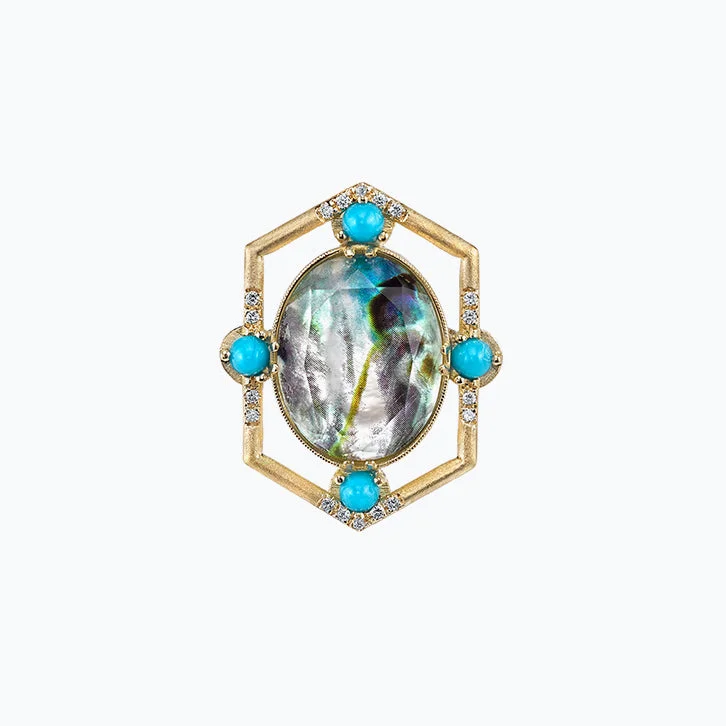 Topaz gem brooch-Abalone Spencer Portrait Brooch & Pendant