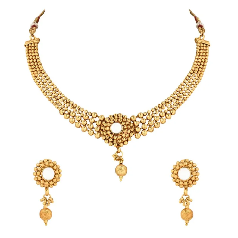 Old style necklaces-Etnico Gold Plated Traditional Style Choker Necklace Jewellery Set for Women/Girls (MC101W)