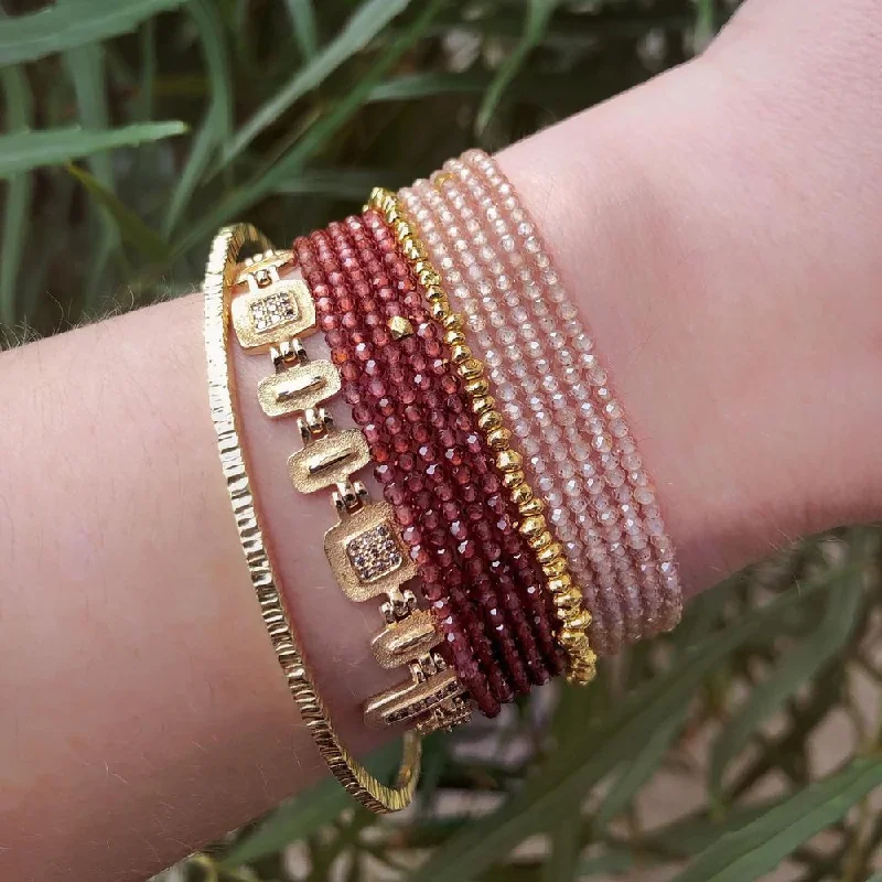 Bamboo weave bangles-Red Garnet Wrap Bracelet