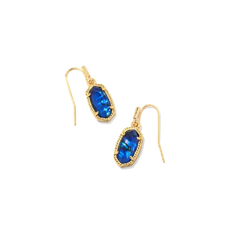 Flat charm earrings-Kendra Scott Lee Drop Earrings in Gold Navy Abalone