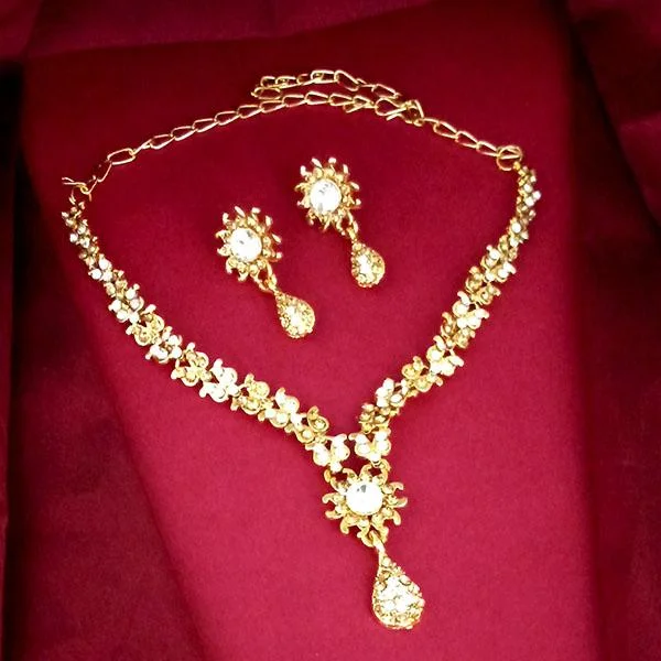 Eight-strand necklaces-Kriaa Gold Plated Austrian Stone Necklace Set