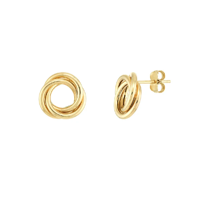 Vibrant enamel earrings-14k Gold Open Love Knot Stud Earrings