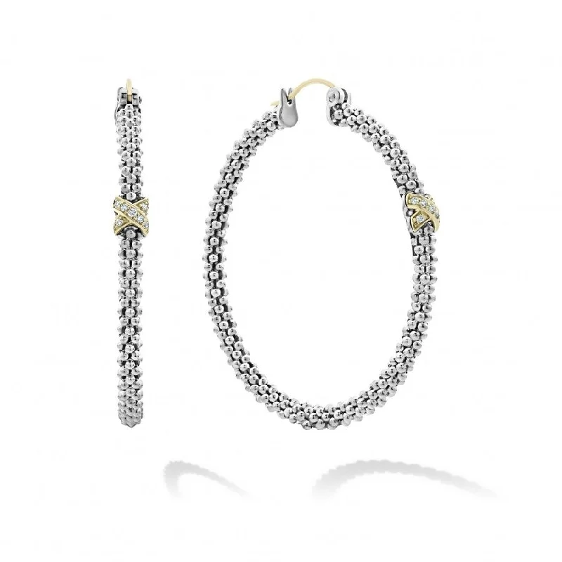 Silk cord earrings-Lagos Caviar Lux Diamond Hoop Earrings