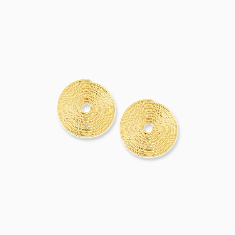 Flat charm earrings-large spiral stud earring