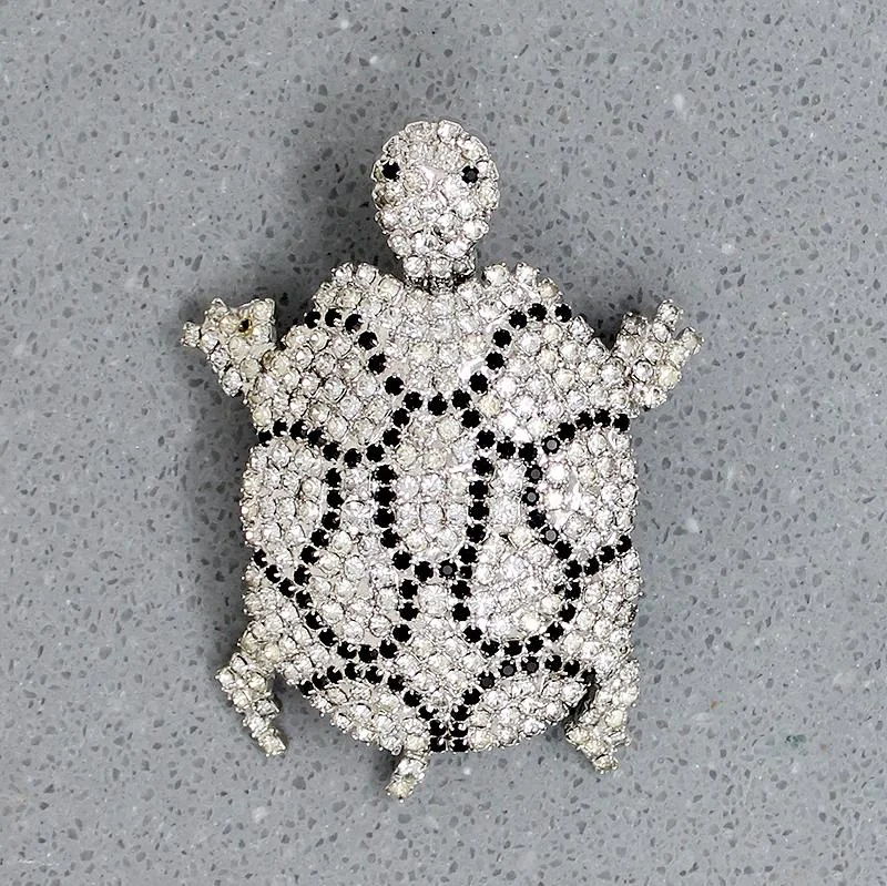 Raven feather brooch-Pauline Trigère's Crystal Paved Turtle Brooch