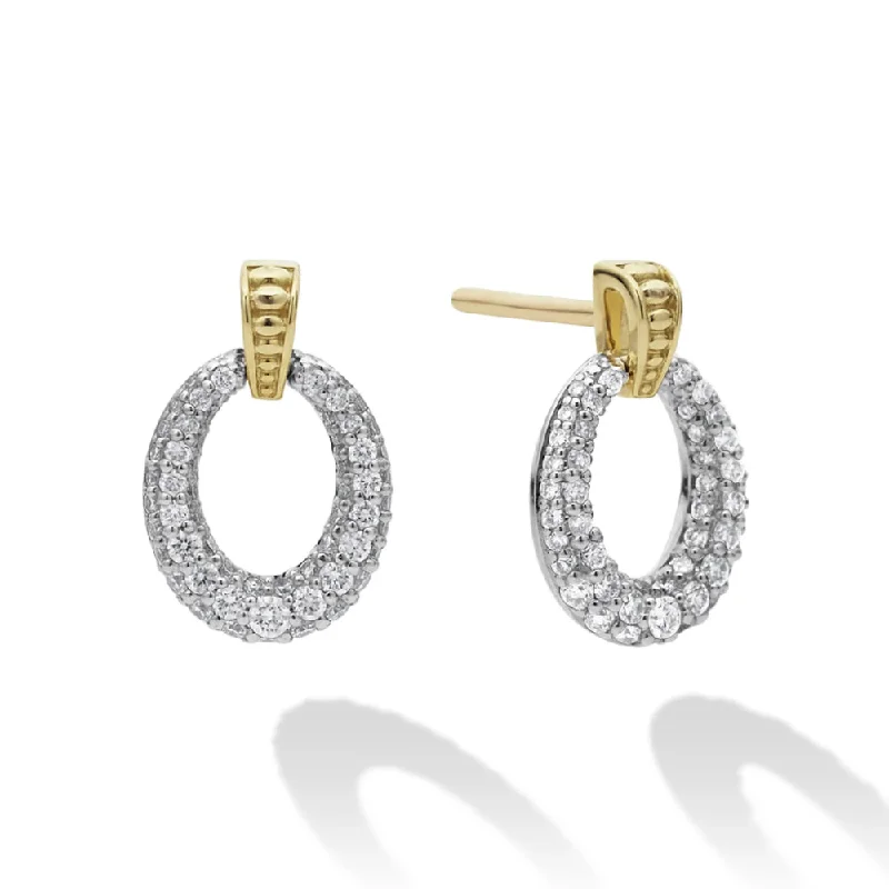 Whimsical pair earrings-Lagos 18k Gold Oval Drop Diamond Earrings