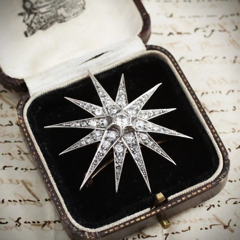 Tiered motif brooch-A Shimmering Splendour! Antique Victorian Diamond Starburst Brooch