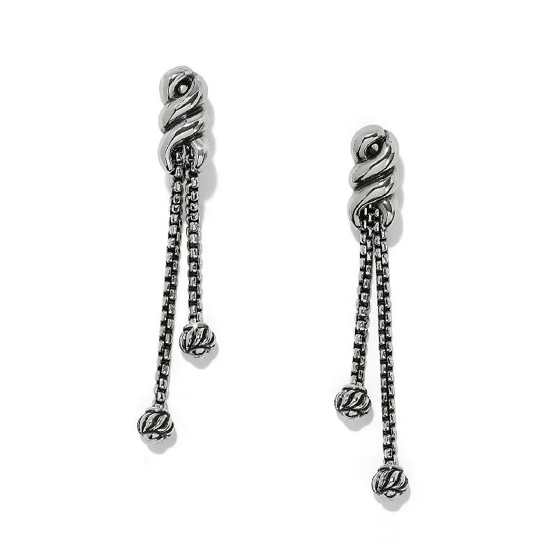 Pure crystal earrings-Brighton Interlok Twist Double Post Drop Earrings