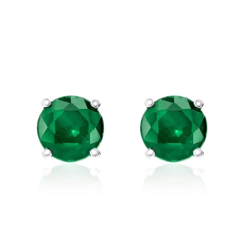 Dainty charm earrings-Smyth Jewelers 18k Gold Emerald Stud Earrings