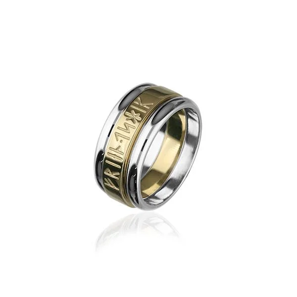 Braided motif rings-Runic Silver and Gold Ring R234