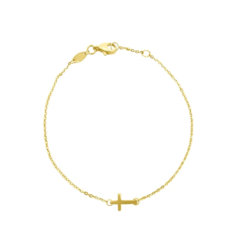 Bold cuff bangles-Gold Mini Cross Bracelet